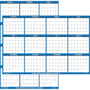 18" x 24" SwiftGlimpse 2025 Wall Calendar Erasable Large Wet & Dry Erase Laminated 12 Month Annual Yearly Wall Planner, Reversible, Horizontal/Vertical, Navy