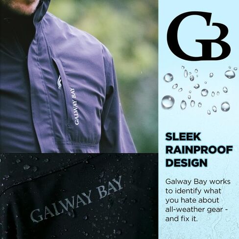 Long Sleeve Golf Rain Jacket - 3 Layer Jackets, Lightweight, Waterproof, Breathable Rain Coats for Men in Kuwait