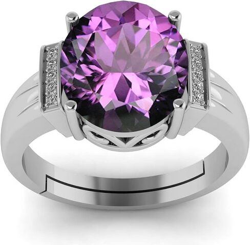11.00 Carat Natural Amethyst Purple Gemstone 925 Sterling Silver Adjutable Ring For Men And Women in Saudi Arabia