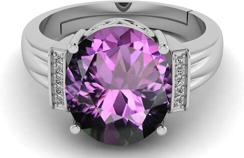 11.00 Carat Natural Amethyst Purple Gemstone 925 Sterling Silver Adjutable Ring For Men And Women in Saudi Arabia