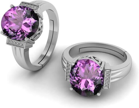 11.00 Carat Natural Amethyst Purple Gemstone 925 Sterling Silver Adjutable Ring For Men And Women in Saudi Arabia