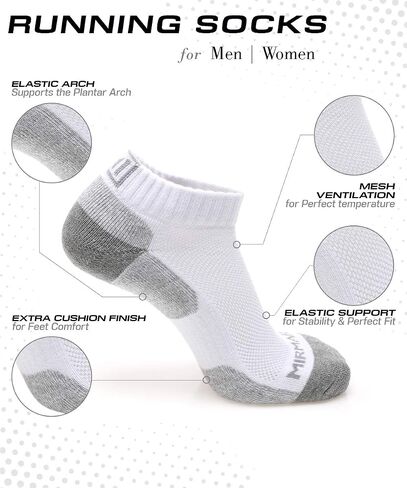 MIRMARU High Performance 6 Pairs Low Cut Athletic Running Cushion Sports Socks for Men & Women in Saudi Arabia