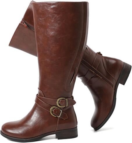 Luoika Women's Extra Wide Calf Knee High Boots, Wide Width Plus Size Knee-High Boots Low Heel Fashion Winter Boots. in Saudi Arabia