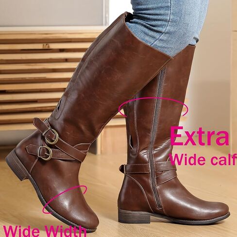 Luoika Women's Extra Wide Calf Knee High Boots, Wide Width Plus Size Knee-High Boots Low Heel Fashion Winter Boots. in Saudi Arabia