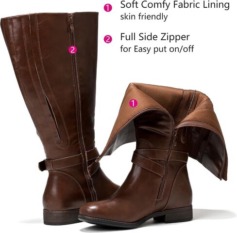 Luoika Women's Extra Wide Calf Knee High Boots, Wide Width Plus Size Knee-High Boots Low Heel Fashion Winter Boots. in Saudi Arabia