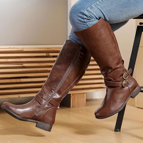 Luoika Women's Extra Wide Calf Knee High Boots, Wide Width Plus Size Knee-High Boots Low Heel Fashion Winter Boots. in Saudi Arabia