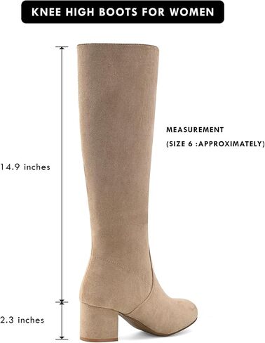 Shoe'N Tale Knee High Boots for Women Block Chunky Heel Boots with Side Zipper in Saudi Arabia