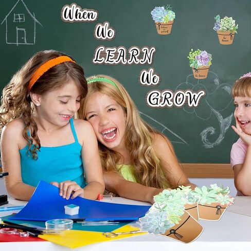 50 قطعة من القواطع العصارية ديكورات لوحة الإعلانات العصارية ديكور الفصل الدراسي عندما نتعلم أننا ننمو ديكورات الحائط لجدار المدرسة في الفصل الدراسي (نمط جديد، 50 قطعة) in Kuwait