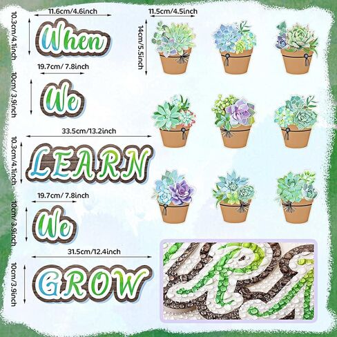 50 قطعة من القواطع العصارية ديكورات لوحة الإعلانات العصارية ديكور الفصل الدراسي عندما نتعلم أننا ننمو ديكورات الحائط لجدار المدرسة في الفصل الدراسي (نمط جديد، 50 قطعة) in Kuwait