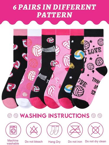 6 Pairs Volleyball Socks Women Funny Novelty Sports Crew Sock Volleyball Socks Gifts bulk for Volleyball Lovers Players Volleyball Coach Gifts in Saudi Arabia
