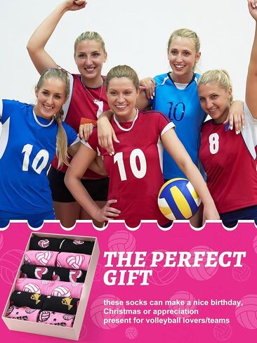 6 Pairs Volleyball Socks Women Funny Novelty Sports Crew Sock Volleyball Socks Gifts bulk for Volleyball Lovers Players Volleyball Coach Gifts in Saudi Arabia