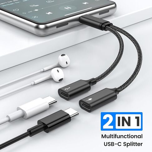 MOGOOD USB C Splitter USB C إلى USB C أنثى محول USB Y Splitter Cable (ليس للشاشة) USB C ذكر إلى 2USB-C سلك أنثى مزدوج USB C Port Hub USB C شحن محول سبليت لأجهزة Mac وXbox One وPS5 والكمبيوتر المحمول in Kuwait