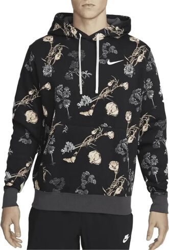 Nike Sportswear Club Fleece Men's Pullover Hoodie (US, Alpha, Medium, Regular, Regular, Black/Grey/Beige) in Saudi Arabia