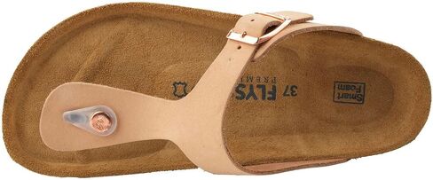 Women's 100% Genuine Leather Sandals - Comfortable Memory Foam Footbed, Slip-On Slides for Summer Wear, Adjustable Fit and Durable Non-Slip Sole in Saudi Arabia