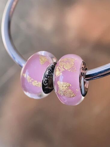 2 Murano Glass Charms for Pandora Bracelets Gold Foil Inlay 925 Sterling Silver Murano Glass Bead Charms Women's Bead Charms in Saudi Arabia