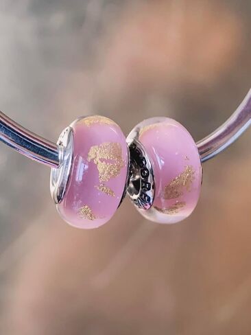 2 Murano Glass Charms for Pandora Bracelets Gold Foil Inlay 925 Sterling Silver Murano Glass Bead Charms Women's Bead Charms in Saudi Arabia