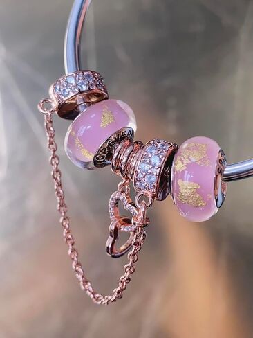 2 Murano Glass Charms for Pandora Bracelets Gold Foil Inlay 925 Sterling Silver Murano Glass Bead Charms Women's Bead Charms in Saudi Arabia