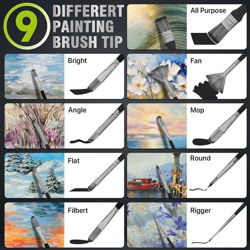 Paint Brushes Set of 24 Pieces, CONDA Different Shapes Wooden Handles Brushes with Art Brush Case, Professional Artist Brushes for Oil, Acrylic Canvas Watercolor Painting Craft in Saudi Arabia