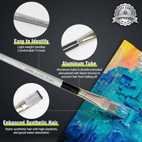 Paint Brushes Set of 24 Pieces, CONDA Different Shapes Wooden Handles Brushes with Art Brush Case, Professional Artist Brushes for Oil, Acrylic Canvas Watercolor Painting Craft in Saudi Arabia