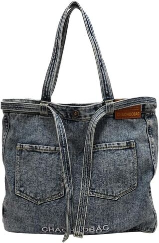 Denim Shoulder Bag Canvas Messenger for Women trendy cute tote hobo crossbady bag Casual jean purse Large Capacity in Saudi Arabia