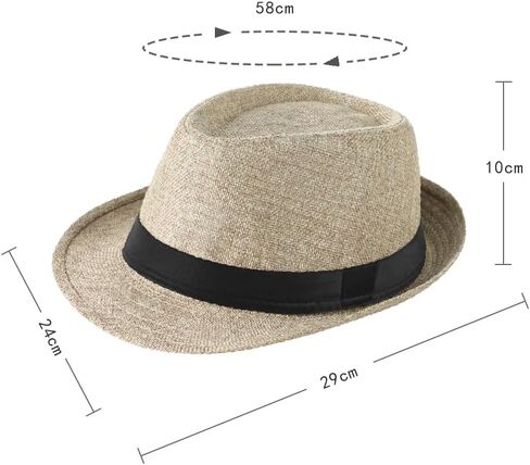 Linen Sun Fedoras Hats Trilby Panama Jazz Beach Hat Summer UPF50+ Vintage 1920s Short Brim Anti-UV Unisex Cap with Band in Saudi Arabia