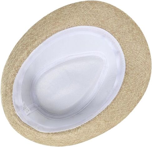 Linen Sun Fedoras Hats Trilby Panama Jazz Beach Hat Summer UPF50+ Vintage 1920s Short Brim Anti-UV Unisex Cap with Band in Saudi Arabia