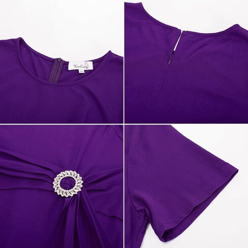 KIMCURVY Plus Size Women Short Sleeve Dress Evening Pencil Dress for Business Cocktail Party with Revomable Rhinestone in Saudi Arabia