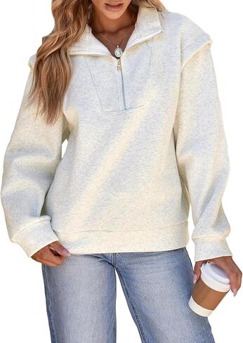 EVALESS Womens Oversized Sweatshirts Casual Half Zip Up Hoodies V Neck Long Sleeve Loose Fall Clothes Outfits Pullover in Saudi Arabia