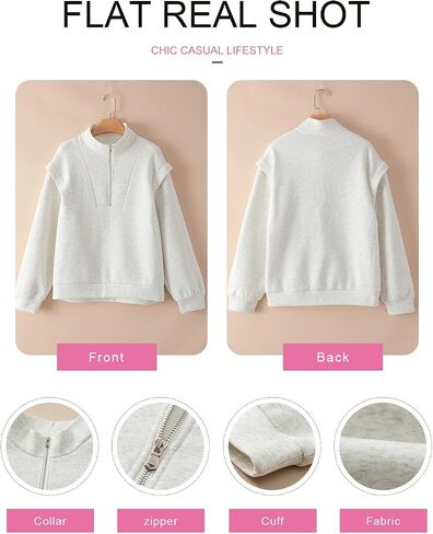 EVALESS Womens Oversized Sweatshirts Casual Half Zip Up Hoodies V Neck Long Sleeve Loose Fall Clothes Outfits Pullover in Saudi Arabia