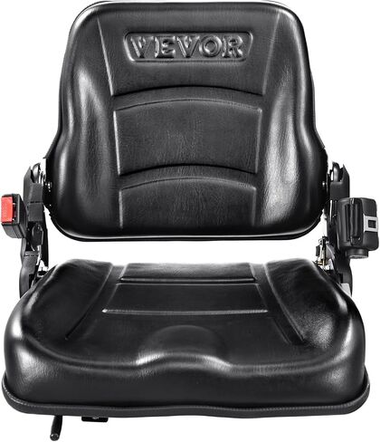 VEVOR Universal Forklift Seat, Fold Down Tractor Seat with Adjustable Angle Back, Micro Switch and Retractable Seatbelt, 6.3-13.4 inch Slot Forklift Seat for Tractor Loader Excavator in Saudi Arabia