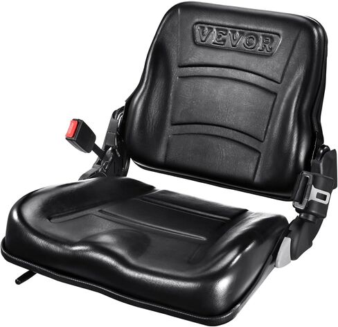 VEVOR Universal Forklift Seat, Fold Down Tractor Seat with Adjustable Angle Back, Micro Switch and Retractable Seatbelt, 6.3-13.4 inch Slot Forklift Seat for Tractor Loader Excavator in Saudi Arabia