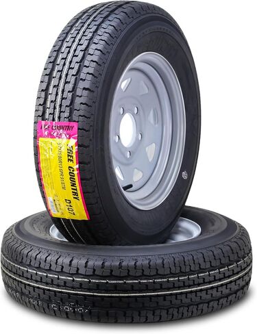 Trailer Tire Wheel Assembly ST175/80R13 6-Ply C 91M 5 Lug on 4.5" PCD Silver Spoke Rim,SET 2 in Saudi Arabia