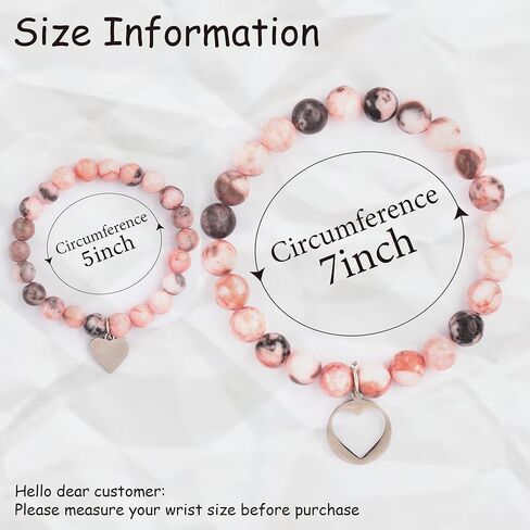 سوار اليوم الأول من رياض الأطفال، أساور من الحجر الطبيعي الوردي للأم والابنة، مجموعة هدايا العودة إلى المدرسة لسوار ابنتي/حفيدي في اليوم الأول من المدرسة in Kuwait