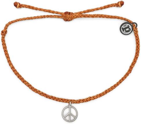 سوار Pura Vida باللون الفضي أو الأسود أو الذهبي بعلامة السلام - حلية مطلية، شريط قابل للتعديل - مقاوم للماء بنسبة 100% in Kuwait