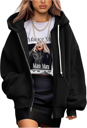 PRETTYGARDEN Women's 2024 Fall Zip Up Hoodies Sweatshirt Long Sleeve Loose Fit Y2K Casual Fashion Jackets with Pockets in Saudi Arabia