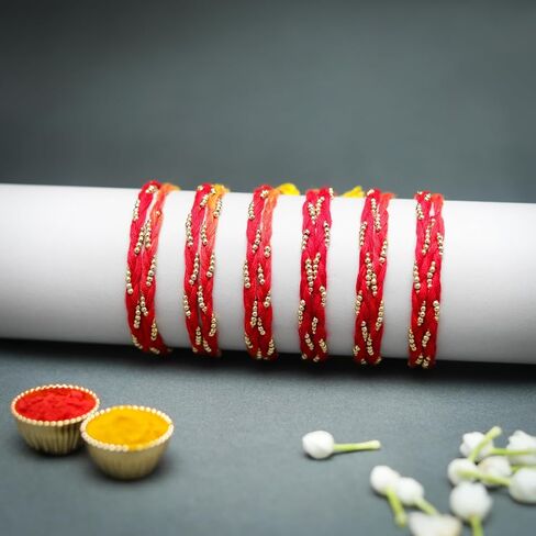 Set of 6 Rakhi for Brother Rakhi Thread for Bhai Bhabhi Bhaiya and Bhatiji veera Raksha Bandhan Rakhi Set Dora Bracelet Kalwa with gift Pack for Brother Sister Indian Traditional Festival Rakhi in Saudi Arabia