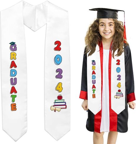 2024 Kindergarten Graduation Sash Graduation Printed Stole Unisex Preschool Graduation Satin Sash in Saudi Arabia