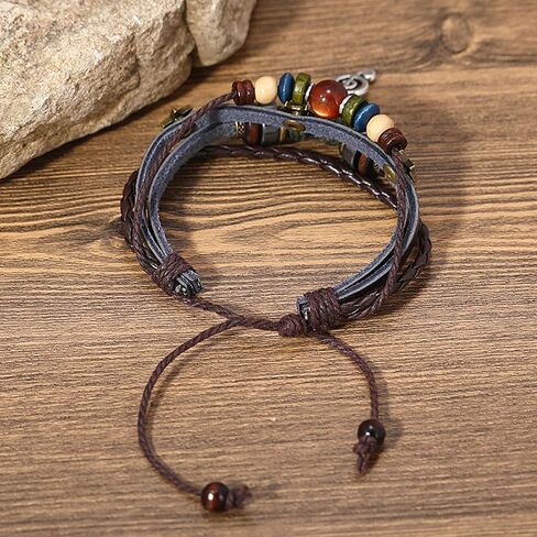 Choistily Leather Bracelet for Women Grunge Bracelets Stackable Leather Bracelets Boho Layered Bracelets Star Wrap Bracelets Braided Cuff Bracelets Set in Saudi Arabia