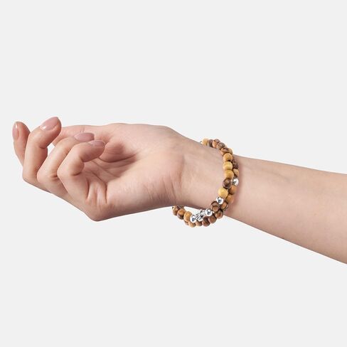 Rosary Bracelet For Women From the Holy Land - Twist Stretch Olive Wood Beaded Bracelets with Cross Dangle - Christian 4 Decade Wooden Rosary Prayer Bracelet For Women & Girls - Catholic Gifts in Kuwait