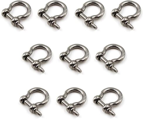 M4 D Ring Bow Shackles Heavy Duty with Pin for Bow Rigging,Anchor,Towing,Off Road Recovery-304 Stainless Steel 10PCS in Saudi Arabia
