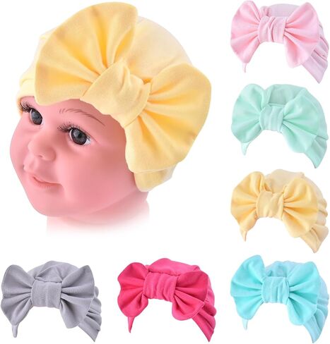 قبعة عمامة للأطفال البنات والأولاد من عمر 0 ​​إلى 3 سنوات، غطاء رأس على شكل فيونكة ناعمة للأطفال الصغار in Kuwait