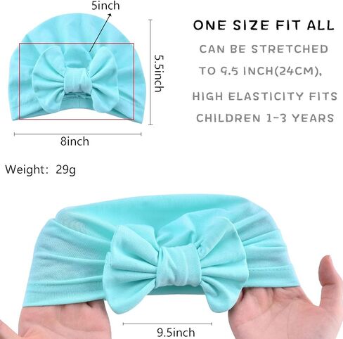 قبعة عمامة للأطفال البنات والأولاد من عمر 0 ​​إلى 3 سنوات، غطاء رأس على شكل فيونكة ناعمة للأطفال الصغار in Kuwait