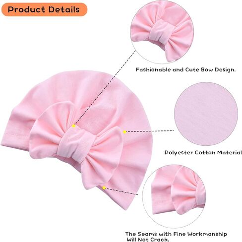 قبعة عمامة للأطفال البنات والأولاد من عمر 0 ​​إلى 3 سنوات، غطاء رأس على شكل فيونكة ناعمة للأطفال الصغار in Kuwait