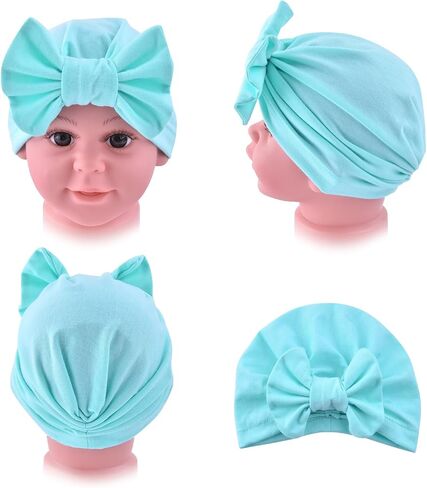 قبعة عمامة للأطفال البنات والأولاد من عمر 0 ​​إلى 3 سنوات، غطاء رأس على شكل فيونكة ناعمة للأطفال الصغار in Kuwait