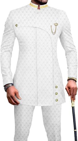 African Suits for Men Slim Fit Formal Blazer Pants 2 Piece Set Designed Wedding Dashiki Outfits in Saudi Arabia