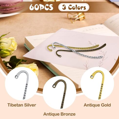 60pcs Retro Metal Bookmark Beading Vintage Bookmark Student Gifts in Saudi Arabia