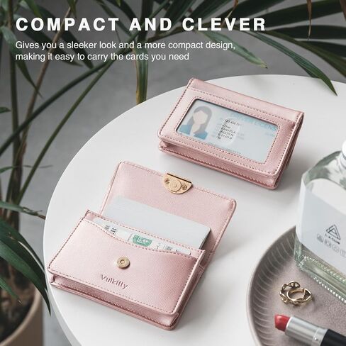 حامل بطاقة عمل VULKIT للنساء من جلد البولي يوريثان، حافظة بطاقات عمل للسفر، منظم بطاقات اسم العمل، حتى حمل 30 بطاقة (أخضر لوريل) in Kuwait