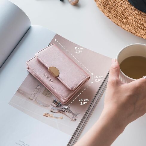 حامل بطاقة عمل VULKIT للنساء من جلد البولي يوريثان، حافظة بطاقات عمل للسفر، منظم بطاقات اسم العمل، حتى حمل 30 بطاقة (أخضر لوريل) in Kuwait