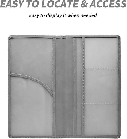 Car Registration and Insurance Card Holder - Vehicle Glove Box Document Organizer - Premium PU Leather Wallet Case - Driver License - Gray in Saudi Arabia