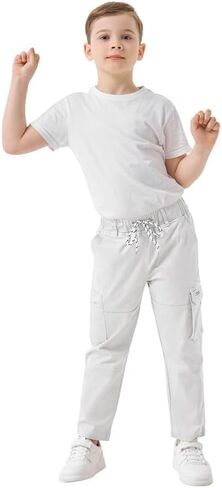 Boys Cargo Pants Kids Elastic Waist Hiking Pants Lightweight Casual School Pants in Saudi Arabia